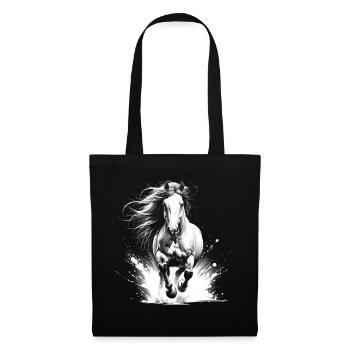 Cheval cool au galop comme portrait - Sac en tissu - noir - Devant