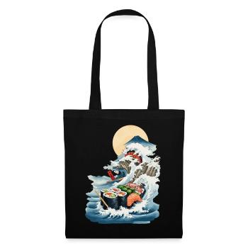 Japan Sushi Ukiyo-E Welle Streetwear Food Design - Stoffbeutel - Schwarz - Vorne