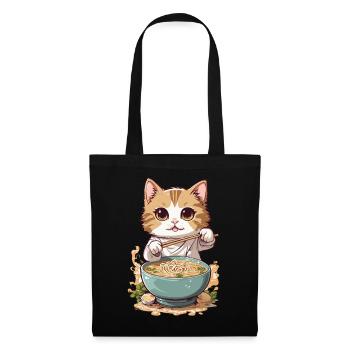 Cat Loves Ramen Japanese Culture Style - Tote Bag - black - Front