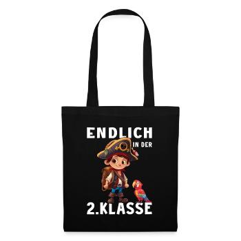 2.Klasse Piraten Zweitklässler Papagei Pirat - Stoffbeutel - Schwarz - Vorne