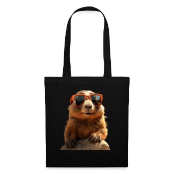 Marmot with sunglasses Rodent Ground Squirrel - Tote Bag - black - Front