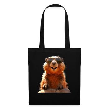 Marmot with sunglasses Rodent Ground Squirrel - Tote Bag - black - Front