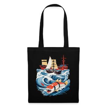 Lustige Sushi Fantasy Vintage Japan Aesthetic - Stoffbeutel - Schwarz - Vorne