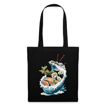 Sushi Bowl Ukiyo-E Japan Retro Aesthetic Design - Stoffbeutel - Schwarz - Vorne