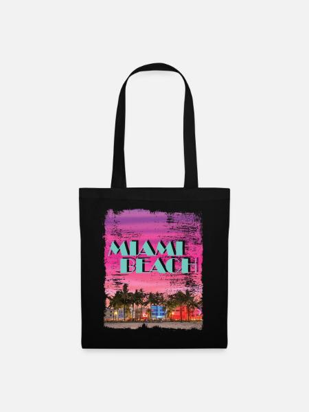 Miami Beach 80er Retro Vaporwave - Stoffbeutel - Schwarz