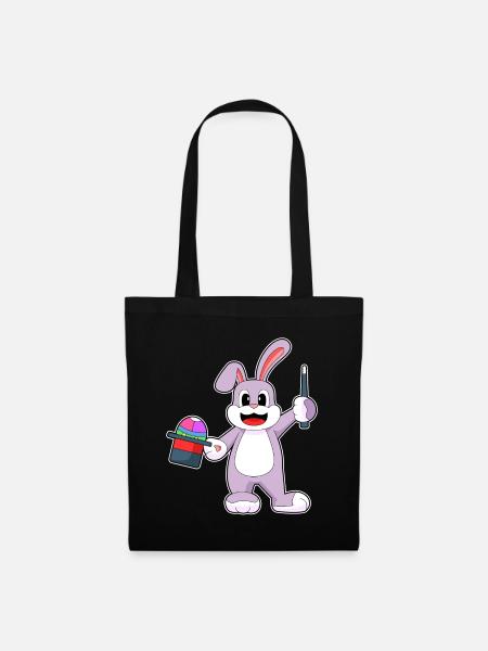 Hase Ostern Zauberer - Stoffbeutel - Schwarz
