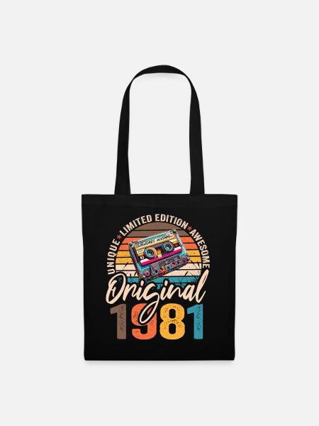 Vintage geboren 1981 Geburtstag Original 1981 - Stoffbeutel - Schwarz