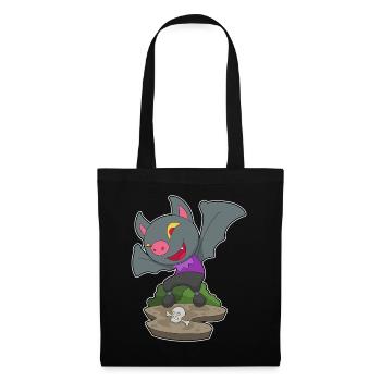 Chauve-souris Halloween crâne - Sac en tissu - noir - Devant