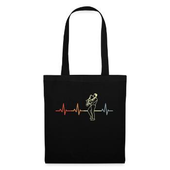 Saxophoniste Heart Line ECG - Sac en tissu - noir - Devant