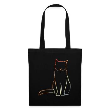 Katze im Vintage Look - Stoffbeutel - Schwarz - Vorne