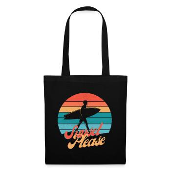 Sunset Surf Silhouette Rétro - Sac en tissu - noir - Devant