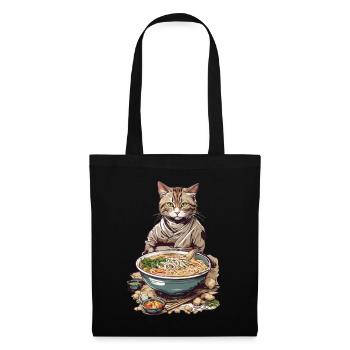 Cat Loves Ramen Japon Esthétique Streetwear - Sac en tissu - noir - Devant