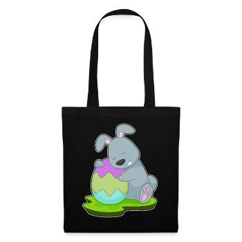 Hase Ostern Osterei - Stoffbeutel - Schwarz - Vorne