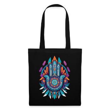 Hamsa Hand Mandala Bohemian Chic - Stoffbeutel - Schwarz - Vorne