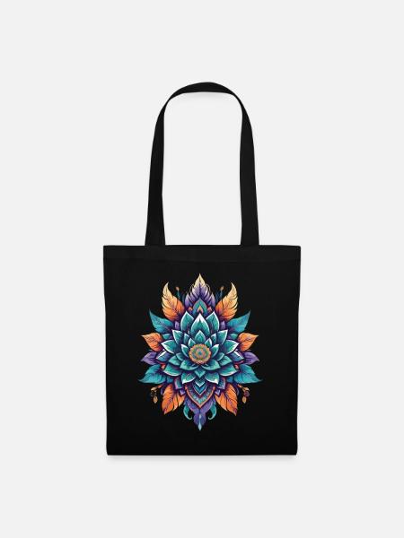 Spirituelle Lotus Lebensblume magische Ästhetik - Stoffbeutel - Schwarz