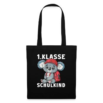 Koalabär Koala 1 Klasse Einschulung Erstklässler - Stoffbeutel - Schwarz - Vorne