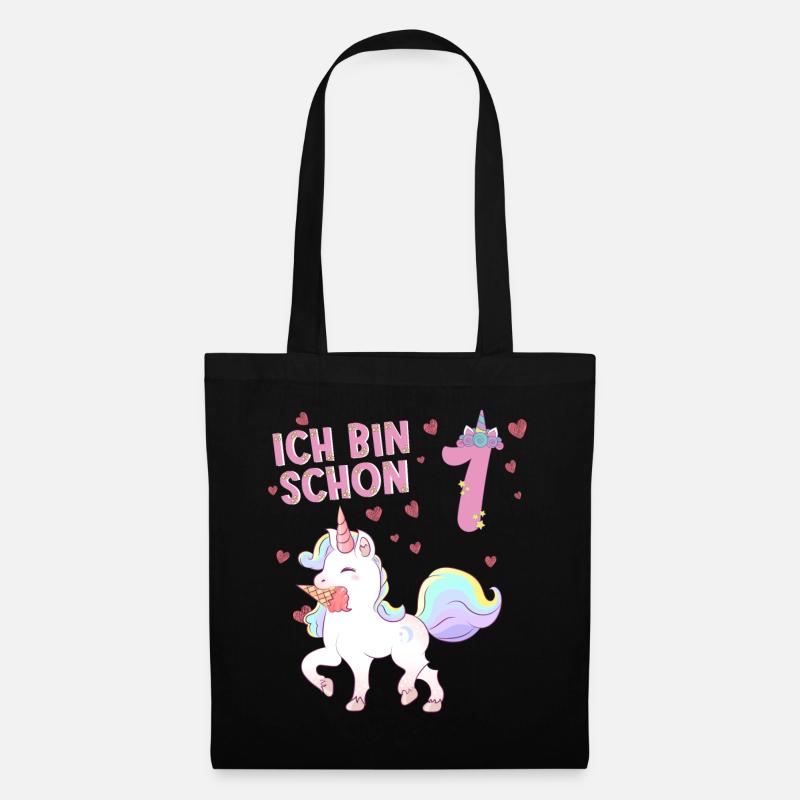 ich bin schon 1 Einhorn - Stoffbeutel - Schwarz