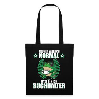 Lustiges Buchhalter Spruch Frosch Kaffee - Stoffbeutel - Schwarz - Vorne
