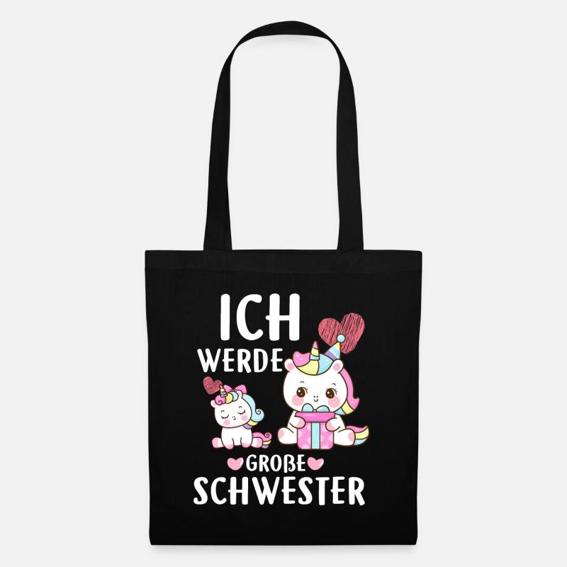 Ich Werde Eine Große Schwester - Stoffbeutel - Schwarz
