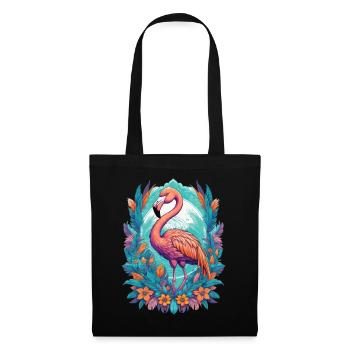 Flamingo Spirit Tier Mandala Traumfänger Design - Stoffbeutel - Schwarz - Vorne