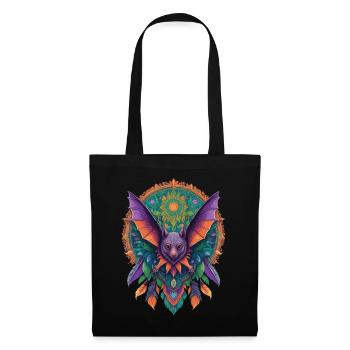 Flughund Mandala Traumfänger Design - Stoffbeutel - Schwarz - Vorne