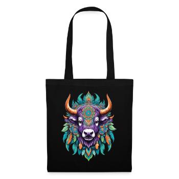 Cow Spiritual Mandala Dream Catcher Design - Tote Bag - black - Front