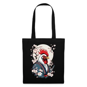 Coq Vintage samouraï Ukiyo-E Style Design - Sac en tissu - noir - Devant