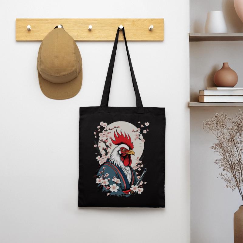 Coq Vintage samouraï Ukiyo-E Style Design Sac en tissu
