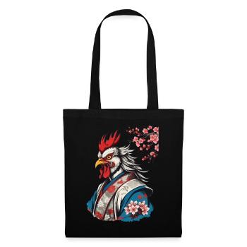 Samurai Hahn im Ukiyo-e Stil Retro Design - Stoffbeutel - Schwarz - Vorne