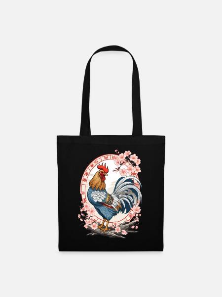 Asiatique avec l’esthétique des fleurs de cerisier - Sac en tissu - noir