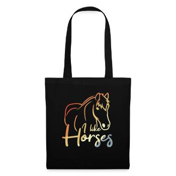 I Like Horses - Stoffbeutel - Schwarz - Vorne