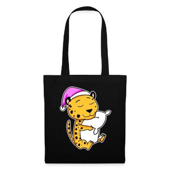 Cheetah Tired Sleeping Sleeping Girl - Tote Bag - black - Front