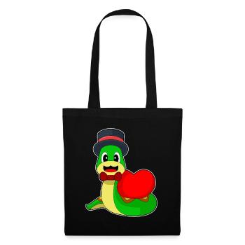 Serpent marié coeur mariage - Sac en tissu - noir - Devant