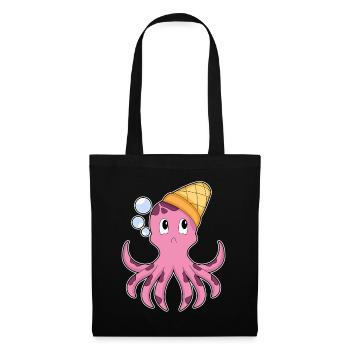 Cône de crème glacée au poulpe - Sac en tissu - noir - Devant