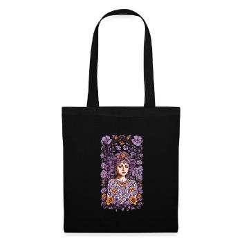 Vintage Floral Design Esthétique Streetwear Décoration - Sac en tissu - noir - Devant