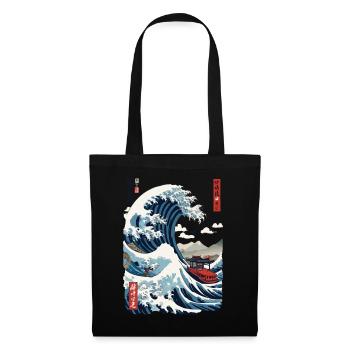 Japan Ukiyo-E Style Captain Sailboat Vintage - Tote Bag - black - Front