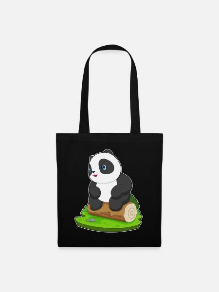 Panda Baumstamm - Stoffbeutel - Schwarz