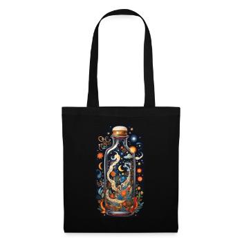 Blumen Weltraum in Flasche Boho-Style Ästhetik - Stoffbeutel - Schwarz - Vorne