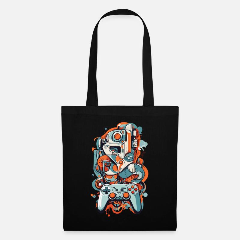 Abstrakte Kunst Ästhetisches Gamer Design - Stoffbeutel - Schwarz