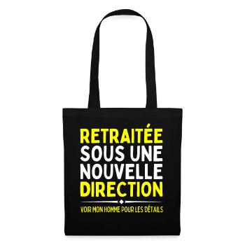 Retraitée Cadeau Retraite Femme Pot Depart Humour - Sac en tissu - noir - Devant