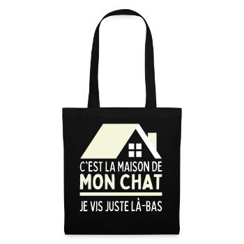 C'est La Maison De Mon Chat J'habite Chez Mon Chat - Sac en tissu - noir - Devant