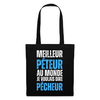 Pécheur Homme Péteur Pécheur Poisson Pêche Drôle - Sac en tissu - noir - Devant