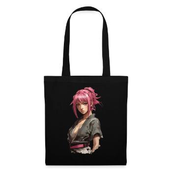 Anime Kunoichi Girl Japanischer Ninja Style - Stoffbeutel - Schwarz - Vorne