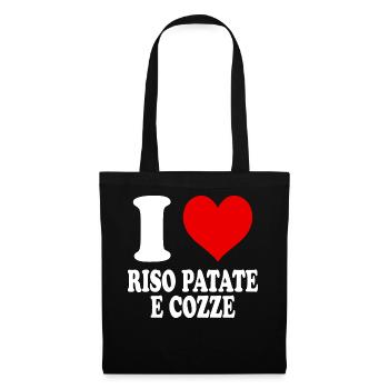 I Love Rice Potato Mussels Funny Heart - Tote Bag - black - Front