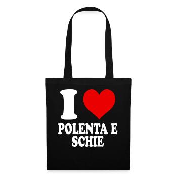 Ich liebe Polenta und Schie Herz Lustig Witzig - Stoffbeutel - Schwarz - Vorne