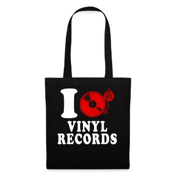 J’aime les disques vinyles coeur drôle spirituel - Sac en tissu - noir - Devant