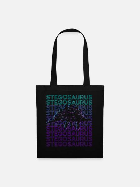 Stegosaurus Dinosaurier Retro - Stoffbeutel - Schwarz