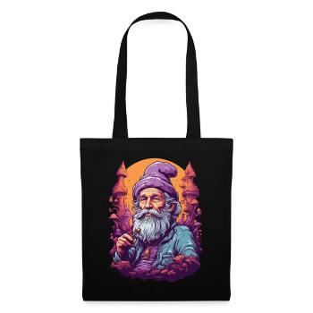 Old Dude Vivid Colors Psychedelic Forest Mushrooms - Tote Bag - black - Front