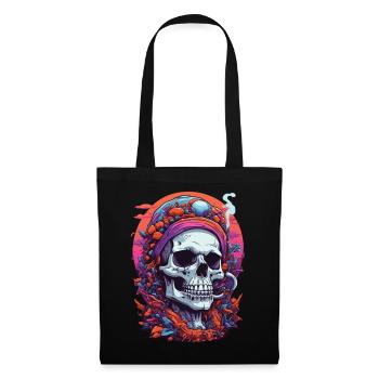 Crâne psychédélique forêt champignons Goa Trance Art - Sac en tissu - noir - Devant