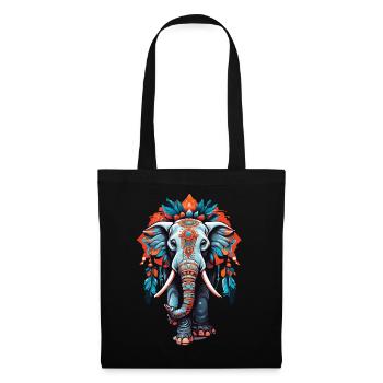 Elefant Spirituelles Mandala Traumfänger Design - Stoffbeutel - Schwarz - Vorne